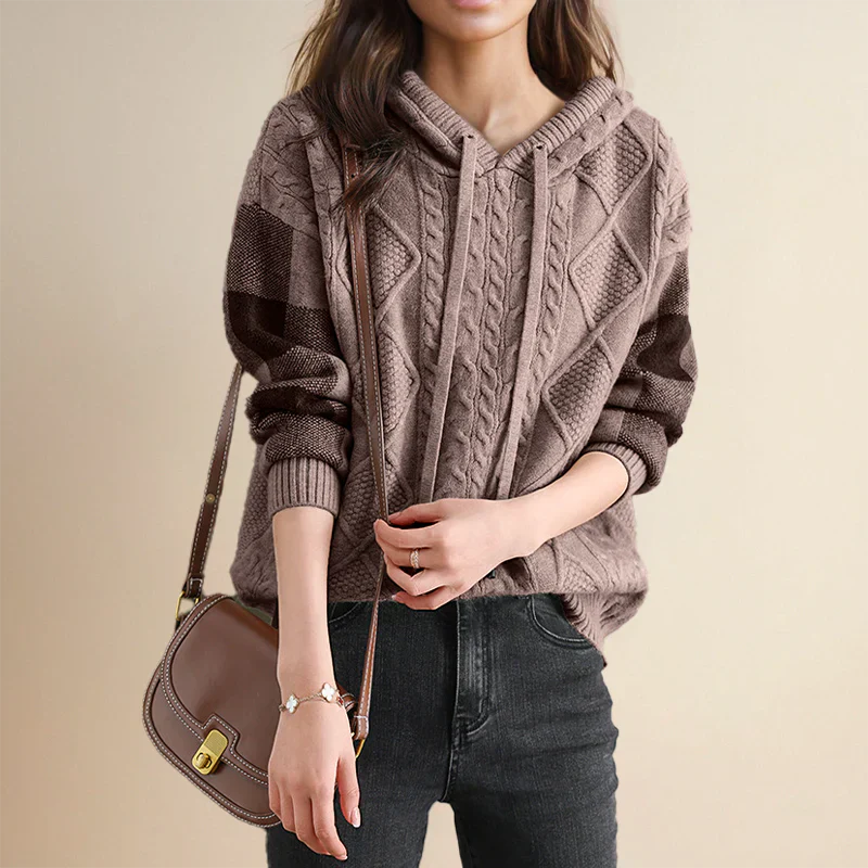 Emily | Cable Knit Hoodie Sweater