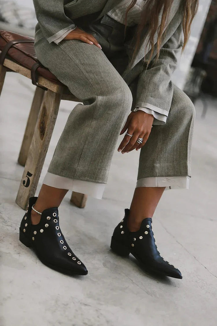 Brenda | Pointed Studded Ankle Boot
