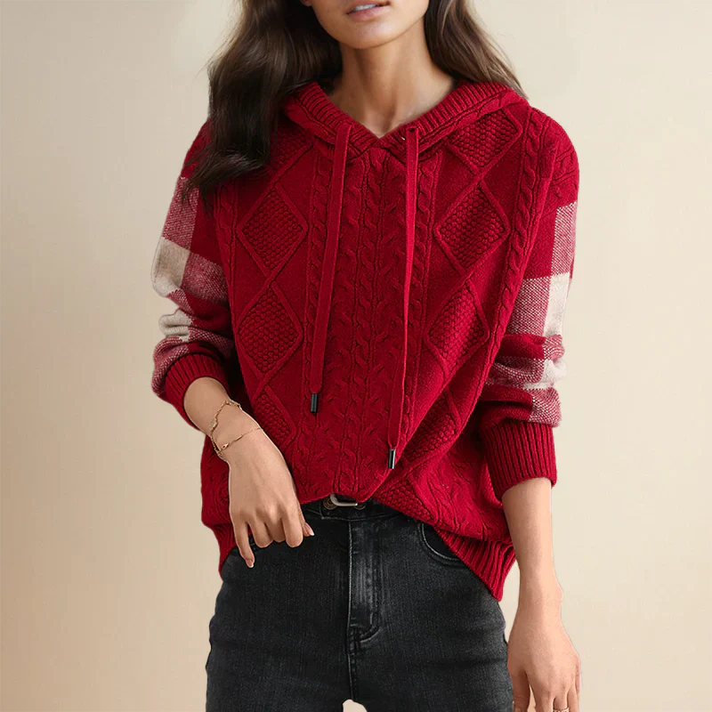 Emily | Cable Knit Hoodie Sweater